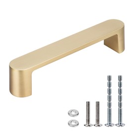 WEAVERBIRD 4 Pack Cabinet Handles Brushed Brass Drawer Pulls Furniture Cabinet Hardware Cupboard Closet Gold Handles Zinc Alloy Pulls, 3-3/4 inch (96mm) Hole Distance