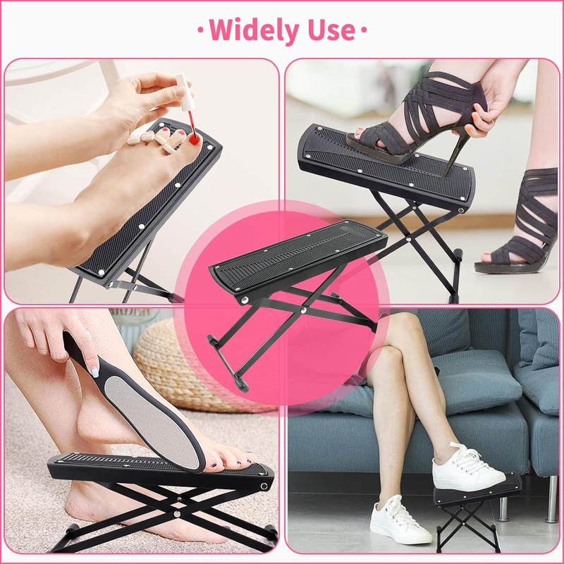 Pedicure Foot Rest, 6-Height Adjustable Non-Slip Foot Stand for Easy