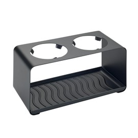 WENKO Wave Bottle Holder with Removable Drip Tray Black