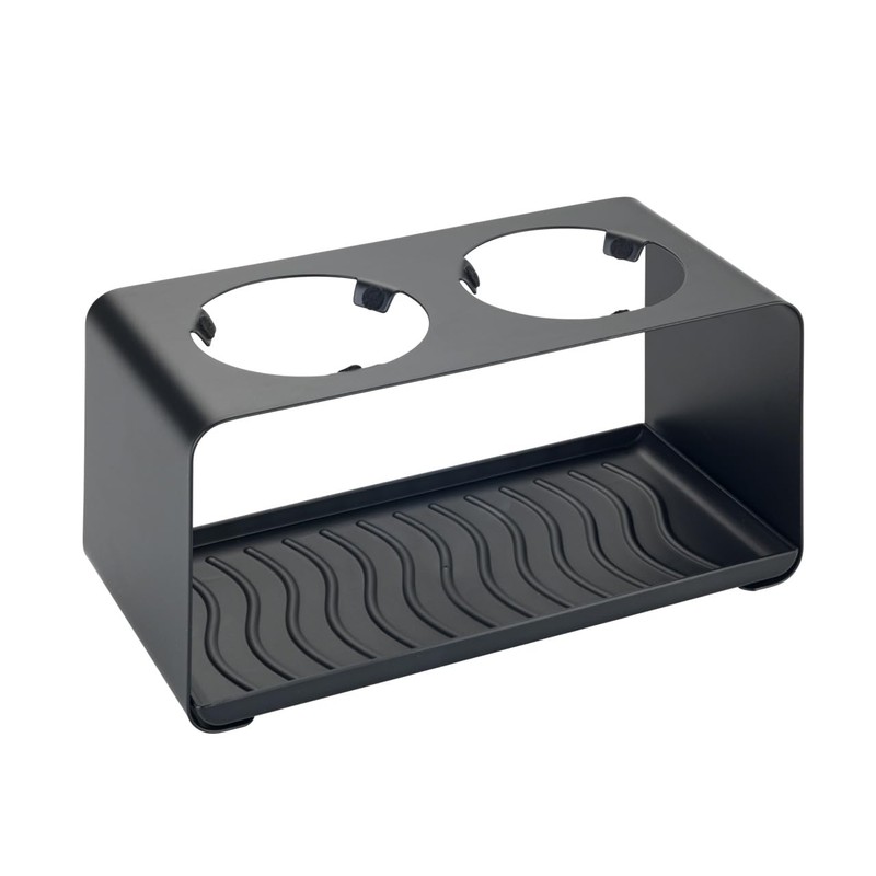 WENKO Wave Bottle Holder with Removable Drip Tray Black