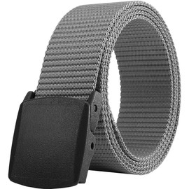 LionVII Belt for Men Women Military Nylon with Plastic Buckle 130 cm, gray