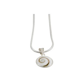 - Shiva Eye Necklace - Saint Lucia Stone Made of Real Shell 925 Silver with Pendant, Shell, Shell, Shell, Shell, Shell