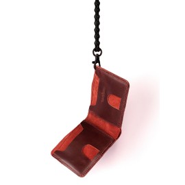 Trip Machine Company Rodeo Motorcycle Genuine Leather Chain Wallet for Men (Cherry Red)