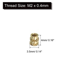 sourcing map M2 Threaded Inserts, 70 Pcs Metric Knurled Nuts Brass Heat-Set Inserts for Plastic, 3D Printing Components