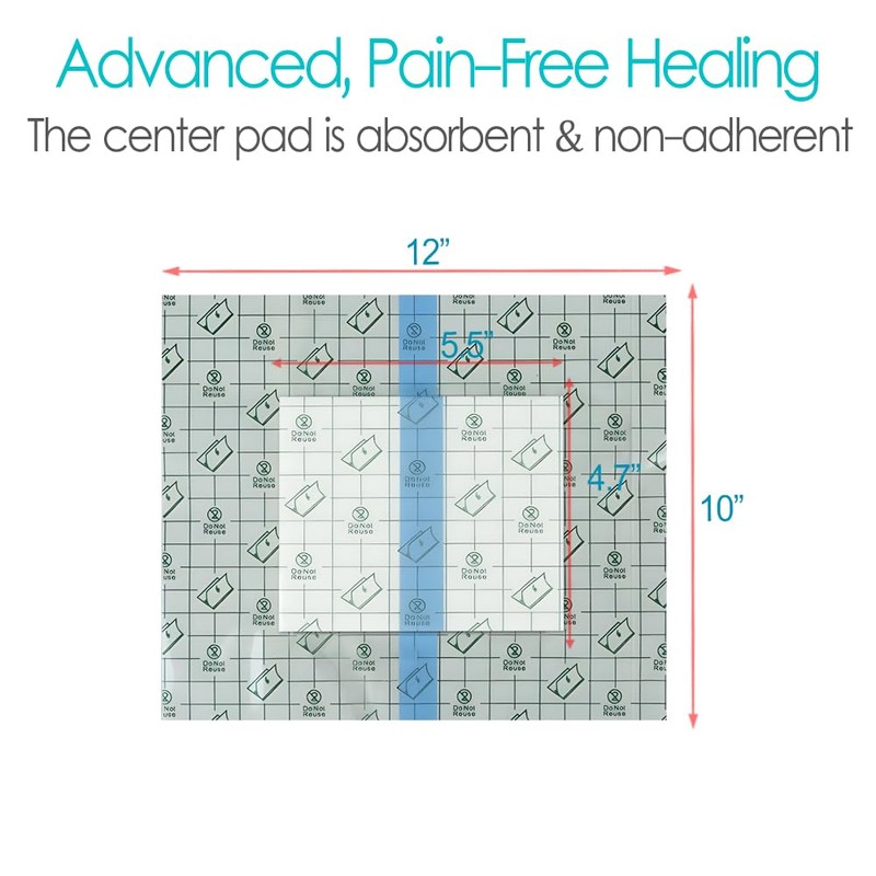 Large Waterproof Bandages with Pad - 10" x 12", 14