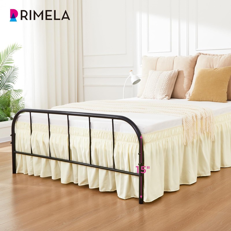 RIMELA Cream Bed Skirts with Split Corners King Size 15