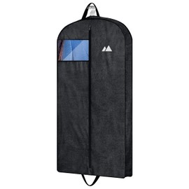 MISSLO 43" Heavy Duty Hanging Garment Bags for Travel Suit Bag for Men Waterproof Oxford Fabric Suit Cover for Traveling Monogrammed Closet Clothes Storage, Black
