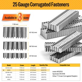 meite Corrugated Fasteners MC114 25 Gauge 1-Inch Crown 1/4-Inch Length Corrugated W Fastener Staples 8,000 PCS/Case (1 Case Pack)