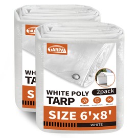 TARPAL 6'x 8' White Tarp Waterproof 7.5 mil(2-Pack) Medium Duty All Purpose Poly Tarps Cover Waterproof,Snow Proof UV Protection,Rip and Tear Proof,Poly Tarpaulin…
