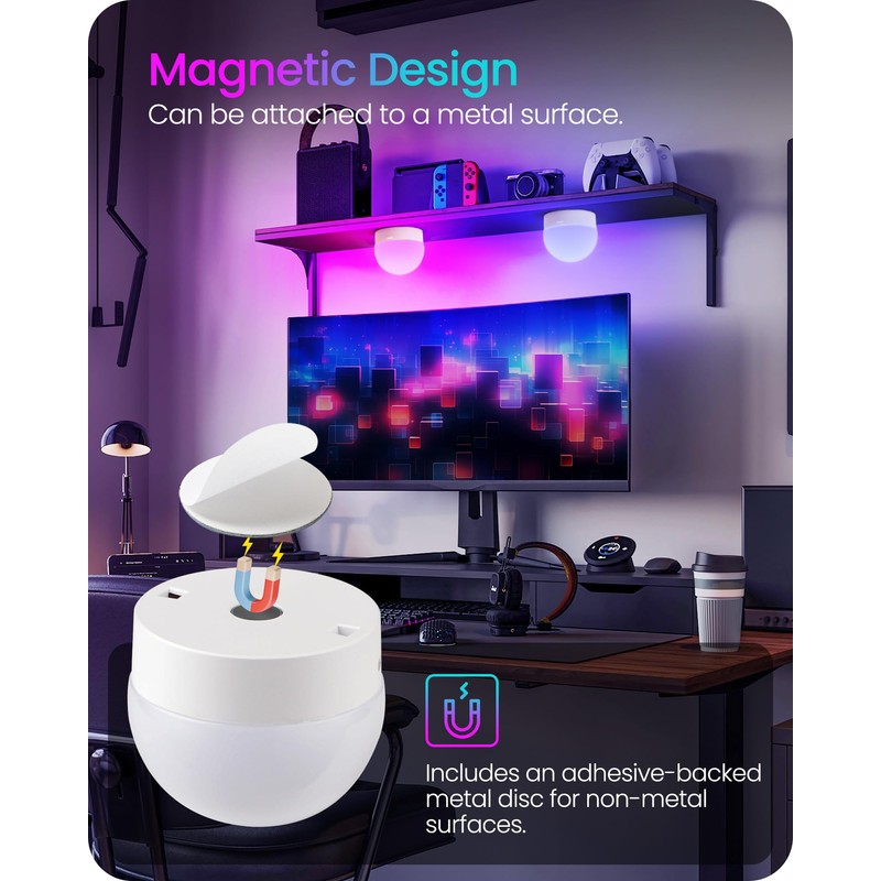 GOEBLESON Rechargeable Light Bulbs with Remote Control, 2 Pack E12