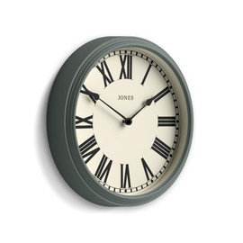 JONES CLOCKS® 'Hackney' Wall Clock – Classic Round Clock in Green, Perfect for The Kitchen, Living Room, Office or Bedroom, 30cm