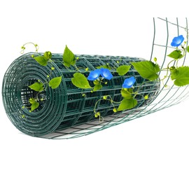 Green Metal Garden Fence, 24inch(H) x 50ft(L), 2 inch x 3 inch,14GA 2/3/4/5/6 Ft Tall Chicken Wire PVC Coated Welded Wire Mesh Roll for Dogs Border Yard Vegetable Plant Protection Poultry Netting