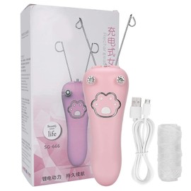 Electric Women Facial Hair Remover, Electric Cotton Thread Epilator Body Hair Remover Threading Device Physical Removal Tool (Pink)