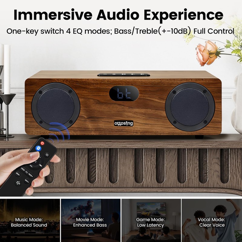 ottosing Sound bar for Smart TV with Subwoofer, Wooden Wireless