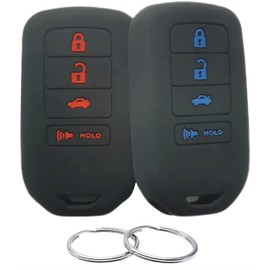 REPROTECTING Silicone Rubber Key Fob Cover Compatible with 2013-2021 Honda Accord CR-V Civic Fit HR-V Odyssey Pilot Ridgeline ACJ932HK1310A ACJ932HK1210A (Not Fit Straight Key) (Black Black)