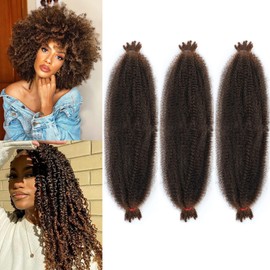 LPARMJIT Springy Afro Twist Hair 16 Inch 3 Packs Pre-Separated Kinky Marley Twist Braiding Hair for Soft Butterfly Locs Pre-Fluffed Afro Twist Hair Extensions (16 Inch (Pack of 3), T1b/30)