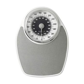 InstaTrack Large Dial Metal Analog Bathroom Scale with Silver Mat, Accurate Body Weight Measurements up to 330 Pounds, Large Display, Easy to Use, Battery Free, Silver