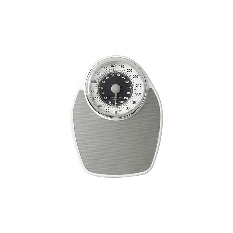 InstaTrack Large Dial Metal Analog Bathroom Scale with Silver Mat,