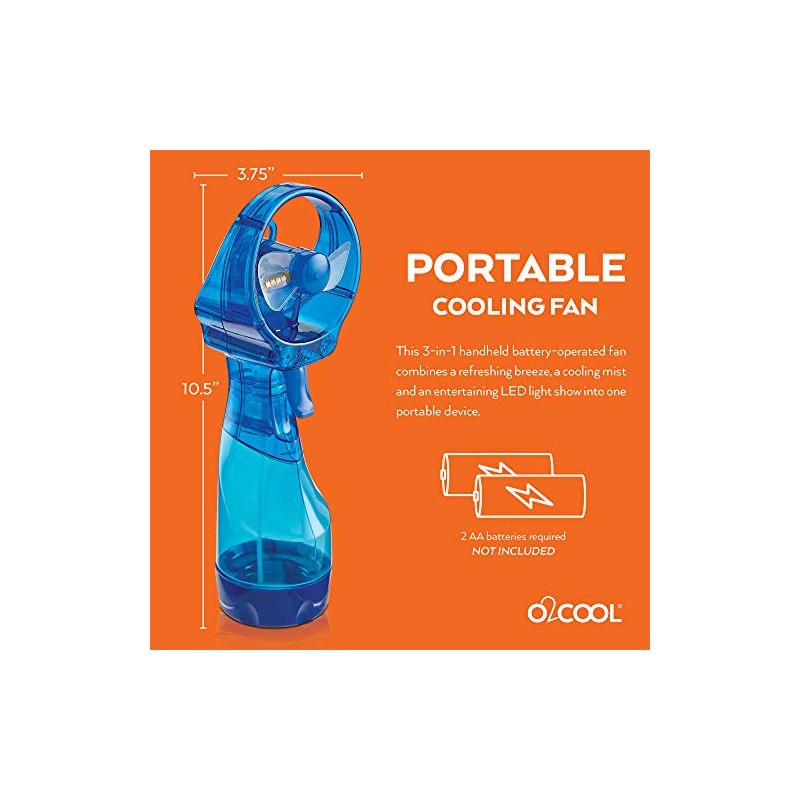 O2COOL LED Lights Deluxe Handheld Battery Powered Water Misting Fan