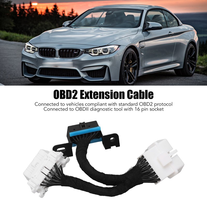 0.15m 16Pin OBD2 Splitter Extension Y Cable Male to Dual