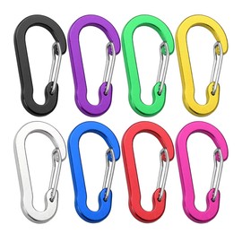 GIBENUO Mini Carabiner Clips Aluminum Lightweight D-Shape Spring Carabine Keychain for Camping, Traveling, Hiking, Outdoor Keychains(8 Pcs Multicolor)