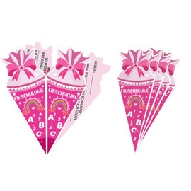 Gleemix Einladung Einschulung Mädchen, 10 Stück Einladungskarten Einschulung Mädchen, Rosa Einladungskarten Schulanfang mit Namen, Einladung Schulanfang für Grundschüler, Kinder