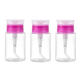 3Pcs 150ml/5oz Push Down Empty Pump Dispenser Bottles Nail Polish Remover Pump Empty Dispenser Bottle with Flip Top Cap for Nail Polish and Makeup Remover