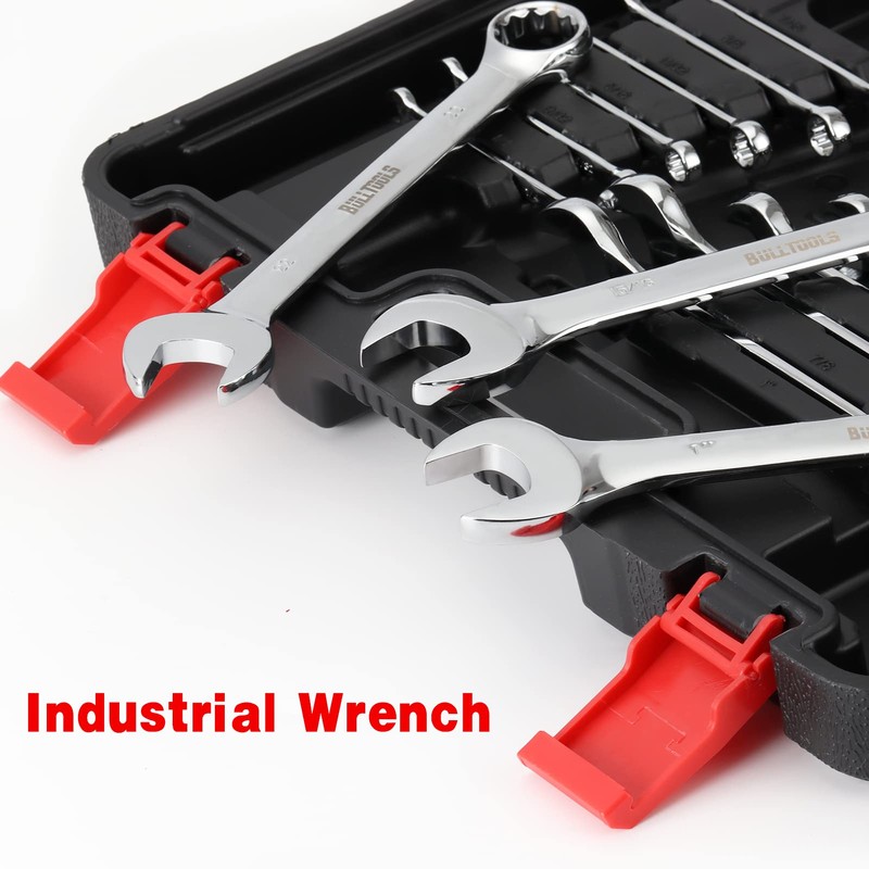 BULLTOOLS 32-Piece Combination Wrench Set, SAE and Metric 1/4"-1" &