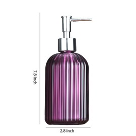 WAIT FLY Glass Soap Dispenser with Plastic Pump, Refillable Lotion Soap Bottle, Dish Soap Dispenser, Hand Soap Dispenser, Home Decoration-Purple-13 OZ