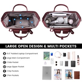 LOVEVOOK Backpack for Women, 17 inch Laptop Backpack for Women Teacher Backpack Nurse Bag, Waterproof Work Backpack for Travel, Commuter, College