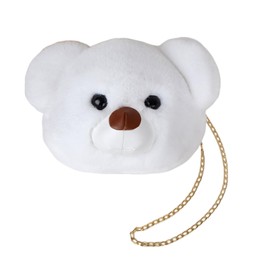 Balakaka Plush Crossbody for Women Handbag Chain Strap Bag, Cartoon Teddy Bear Cross Body Bag Cute Fluffy Animal, Kawaii Shoulder Bag Gift Girls, White