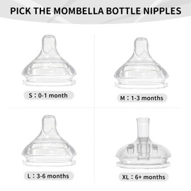 Mombella Replacement Nipple, Fast Flow for Babies 3 Month+, Only Fits Mombella Classic Glass Feeding Bottle, Food-Grade Soft Silicone Breastfeeding-Like Nipple, Baby Bottle-Feeding Supplies