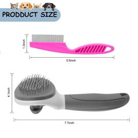 Cat Brush for Shedding, Cat Hair Brush with Release Button for Indoor Cats Dogs Self Cleaning Grooming(Dark Grey)