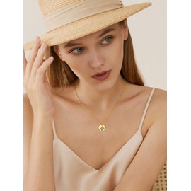 Gold Necklace for Women April Daisy Birth Month Flower Guardian Floral Disc Pendant Dainty Round Coin Medal Jewelry Birthday Gifts for Mom