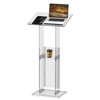 Acrylic Podium Stand with Storage Shelf, 45.5" Modern Clear Lectern