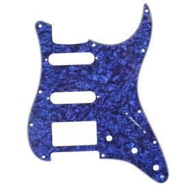 Musiclily HSS 11 Holes Strat Electric Guitar Pickguard for Fender US/Mexico Made Standard Stratocaster Modern Style Guitar Parts,4Ply Pearl Blue