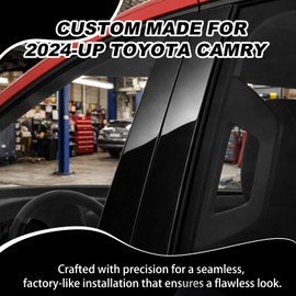 iwannachange A Set Door Window B Pillar Post Cover Trim Molding Kit fit for 2024 2025 Toyota Camry Accessories with Gloss Black Self-Adhesive