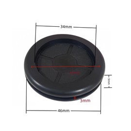 Rubber Grommet Round Double-Sided Mount, Diameter 1.7 inches (42 mm), Inner Diameter 1.3 inches (34 mm), Wire Protection for Wire Hole Caps, 4 Pieces Black