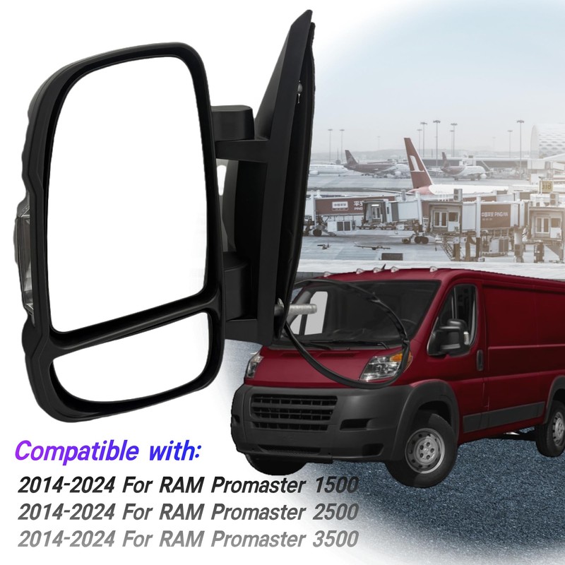Driver Side Mirror Compatible with 2014-2024 Ram Promaster 1500 2500