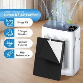 2 Packs K3 Replacement Filter Compatible with LUNINO K3 and Vewior KJ300 Air Cleaner Purifier for Home Large Room up to 3000sq.ft with 2 Main Filters, 4 Carbon pre-filters and 6 Aroma Pads