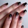 Gradient Black Press on Nails Medium Coffin Fake Nails Nude