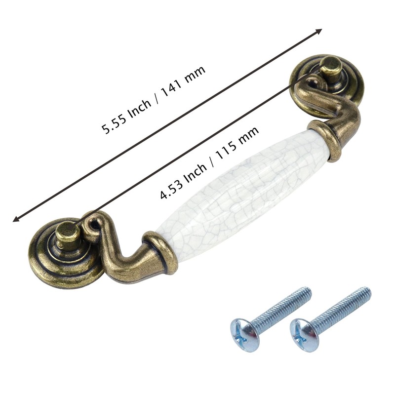 Chinflly 4 PCS Ceramic Handles Pulls,4.5 Inch / 115 mm