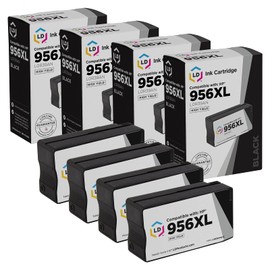 LD Products Compatible Ink Cartridge Replacement for HP 956XL L0R39AN High Yield (Black, 4-Pack) Compatible with OfficeJet Pro 7720 7730 7740 8200 8210 8216 8218 8716 8718 8719 8