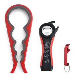 XHNFCU Set of 3 Multi Opener Lid Opener, 5 in 1, 4 in 1 and Mini Key Ring Bottle Opener Non-Slip Jar Opener Can Opener Ideal for Women, Children, Seniors, Weak Hands, Arthritis