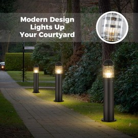 SUSSLI Landscape Path Light Modern Black Round Pathway Light Outdoor Bollard Lights IP65 Waterproof Outdoor E26 Walkway Lights Outside Housing Floor Lamp Exterior Lawn Post Path Lamps for Patio Yard