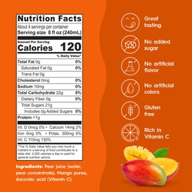 Ceres 100% All Natural Pure Fruit Juice Blend - Delicious Mango Edition - Rich in Vitamin C, No Added Sugar or Preservatives, Cholesterol Free, Gluten Free - 33.8 FL OZ (Pack of 6)