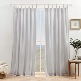 Exclusive Home Bari Light Filtering Spiral Loop Tab Top Curtain Panels, 54"x108", Silver, Set of 2