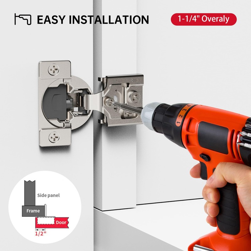 MEICCIPLUS Soft Close Cabinet Hinges 2 Pack, 1-1/4 inch Overlay,