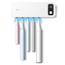 StarWin UV Toothbrush Dryer Holder, Fan Drying and Timer Function, Rechargeable Tooth Brush Holder Wall-Mounted for Bathroom, No Drilling, 5 Slots