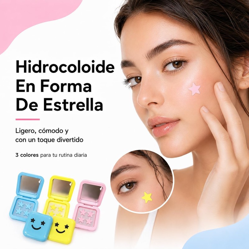 96 Parches para Acne, Parches Hidrocoloides en Forma de Estrella,
